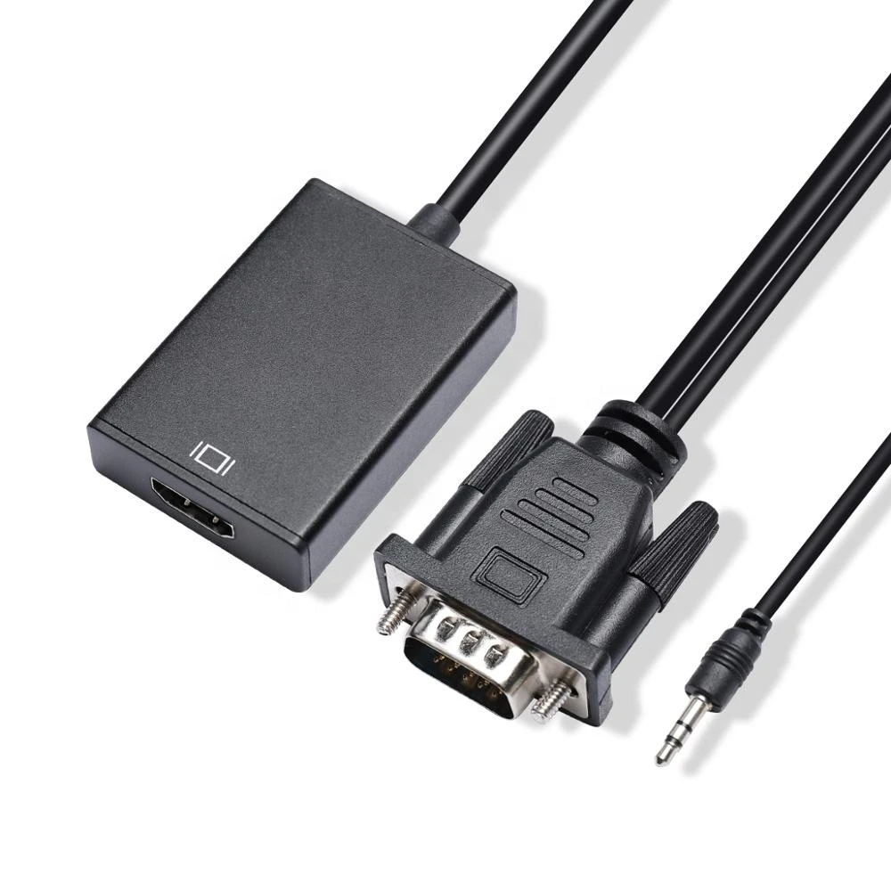 Wholesale Audio Video Cable  VGA Male to HDMI Female Converter  Adapter with 3.5mm Stereo USB Cable