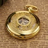 Wholesale Cheap Antique Thin Pocket Watches Gold Case Stainless Chain with Mechanical Movement Watch