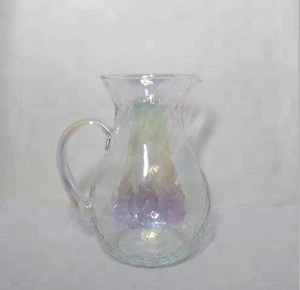wholesale colored drinking glass water jug pitcher set with handle
