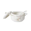 Wholesale Elegant Leaf Decor Hotel Ceramic Porcelain Soup Tureen with Ladle