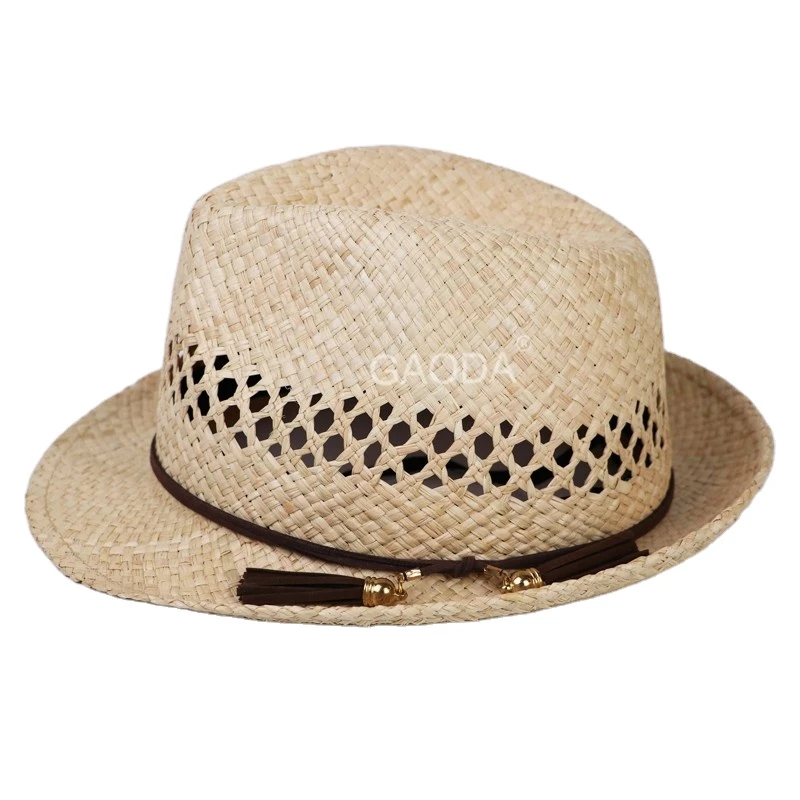 wholesale fashion mens summer straw hat women beach sun fedora hat hats