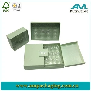 wholesale high quality custom cardboard food packaging macaron presentation box with blister magnetic closure