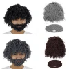 Wholesale hot sale funny halloween party mask hat handmade warm acrylic knitted hat with beard