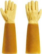 Wholesale leather gardening gloves thorn cut proof long forearm protection gauntlet rose pruning  mens leather glove