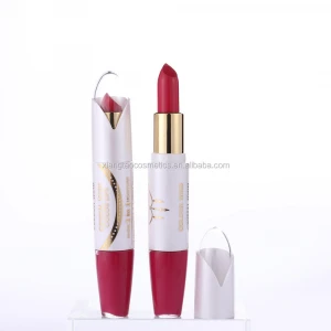 Wholesale Manufacturer OEM Vegan  Waterproof Sunscreen Long lasting customize logo lip gloss and lipstick 2 in 1 set