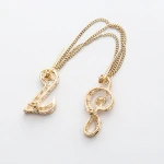 Wholesale Men Women Fashion Musical Fan Zinc Alloy Gold Chain Rhinestone Music Note Jewelry Brooch