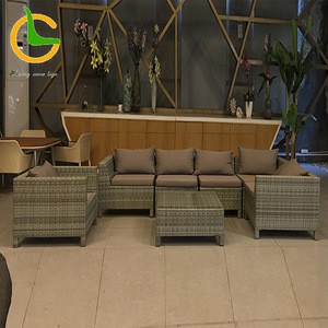 Wholesale modern design cast aluminum plastic rattan outdoor sectional living room couch sofa set