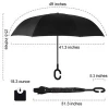 Windproof Double Layer Folding Inverted Umbrella, Self Stand Upside-Down Rain Protection Car Reverse Umbrellas