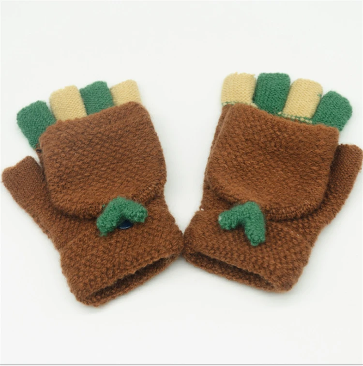 Winter wool felt knitted half finger gloves factory wholesale sales