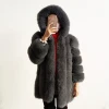 Women Artificial Fur Outwear Faux Fox Fur jacket Fake Fur coat