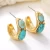 Import women hoop statement gold plated natural raw semi- precious  boho turquoise stone stud earings from China