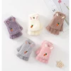 Women Imitation Fur Glove Cartoon Rabbit deer ear Knitted Half Finger Gloves Knitting Mittens Winter Gloves