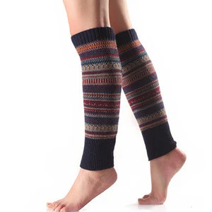 Women Knee High Socks Winter Bohemian Boot Cuffs Knit Crochet Leg Warmers