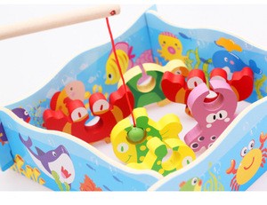 Wooden Fishing Toys Wooden Magnetic Fishing Game Party Game Educational toy