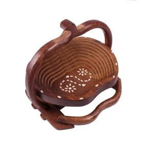 Wooden Fruit Basket with Handle Kitchen Accessory
