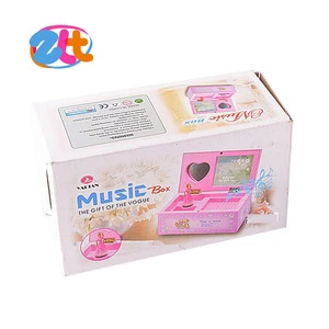 Wooden mini  battery operated music box with ballerina dancing