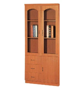 wooden panel type MDF board beech color 2 doors bookcase 972#