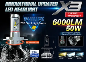 X3 led headlights 2016 NEW design high power led headlight bulb h7