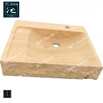 YC STONE ASIA: Cheap Ivory Limestone Bathroom Sink, Rectangular Traditionnal Wash Basin, Hand Basin for Warm interior