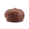 Yiwu manufacturer wholesale fashion PU leather berets hats custom outdoor warm hats sun visor caps for man woman