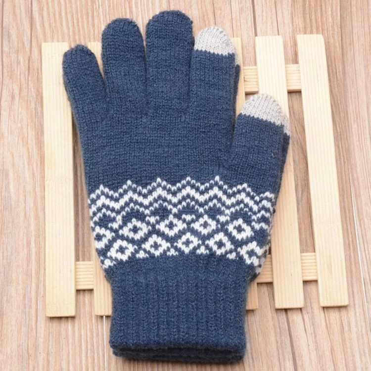 Youki 2020 Winter Magic Gloves Touch Screen Women Men Warm Stretch Knitted Wool Mittens Decorative pattern acrylic  Gloves