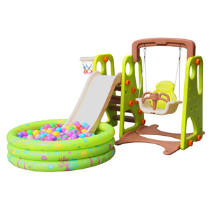 ZED Multifunction combination colorful home indoor plastic slide and swing playground basketball toys