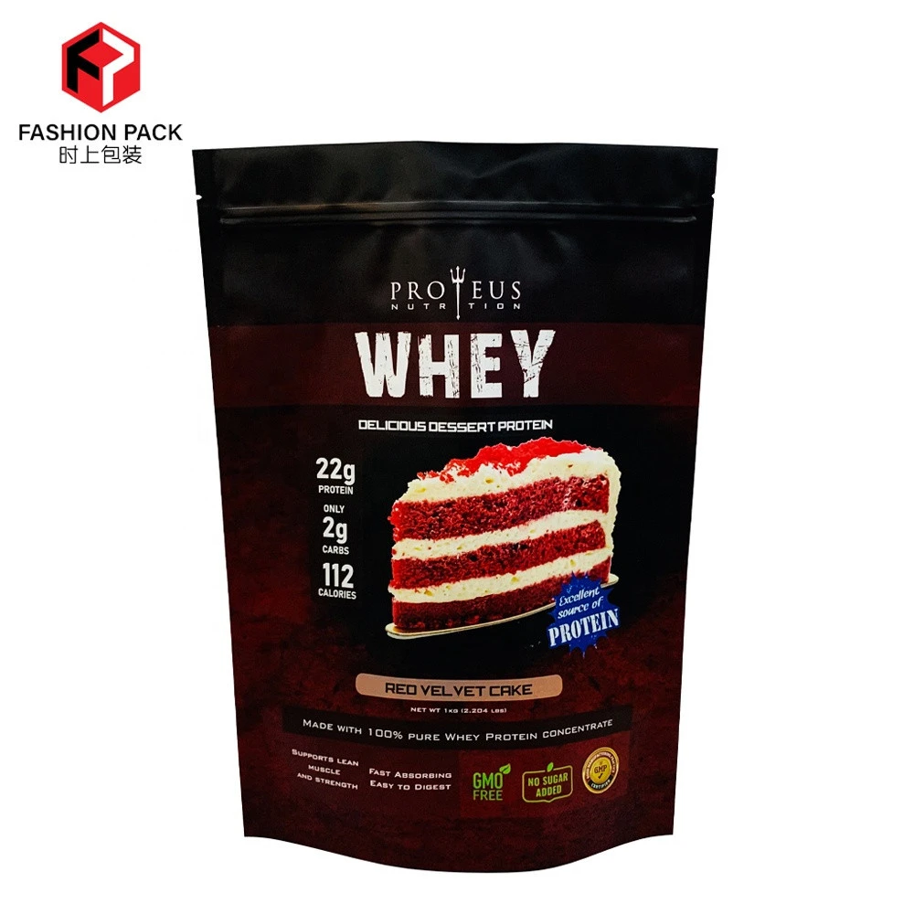 Zip Lock Packing Bags Resealable Stand up Plastic 500pcs for Milk Whey Protein Powder