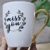 gold handle ceramic coffee mug,ceramic coffee mug with gold handle,ceramic mug with gold decal printing