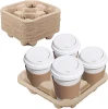 Wholesale Dry Press Pulp Molded Tray Corrugated Paper Eco-Friendly 4-Cup Coffee Holder