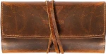 Leather pencil roll up pouch