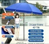 2.4m Large Outdoor Shop Sun Umbrella, 45° Tilt Oxford Fabric Parasol