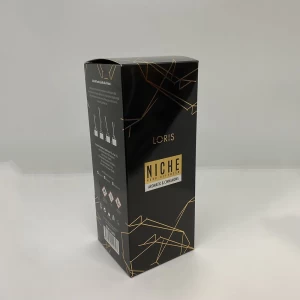 Paper And Cardboard Production Reed Diffuser Box Custom Logo Gold Foil black home fragrance Ambient Odor