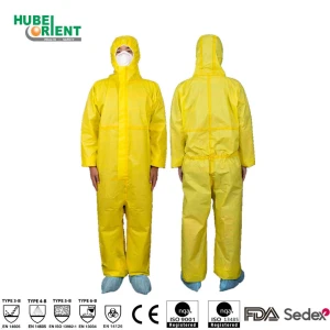 Type 3/3B Disposable PP+PE Chemical Protective Coverall With Hood