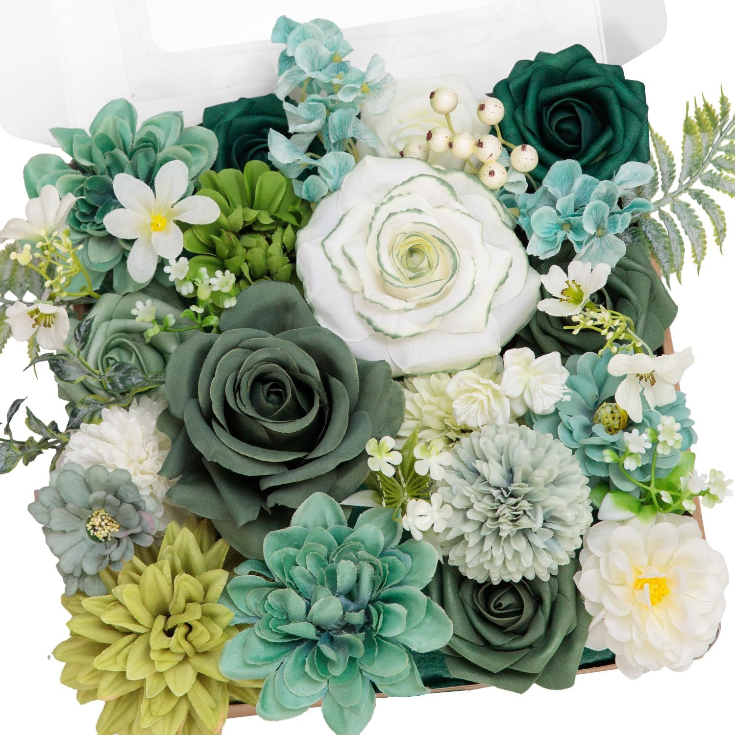 Buy Tinge Time Artificial Flowers Combo Box Set Sage Green Silk Fake ...