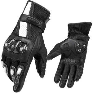 INBIKE Leather Motorcycle Gloves with Carbon Fiber Hard Knuckle Touch Screen for Women