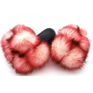 High quality soft women custom fur slippers faux fur slide sandals