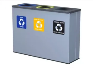 Waste bin, 3 compartment, 3x60L - segregation bins