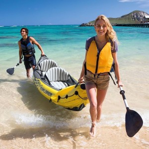 2-Person Inflatable Kayak Set with Aluminum Oars Manual and Electric Pumps