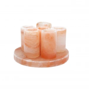 Himalayan Rock Salt Tequila Shot Glasses with Round Plate