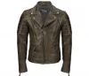 Mens Brown Quilted Leather Motorcycle Jacket
