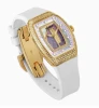 Custom Diamond Women's Quartz Watch, Swiss RONDA Movement, 30M Waterproof Silicone Strap Wristwatch