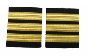 1 Bar Gold Pilot Epaulettes Long Shoulder sliders slip on airline aviation dress officer uniform gold bullion lace braid
