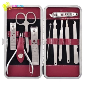10 PCS Pedicure / Manicure Set Nail Clippers Cleaner Cuticle Grooming Kit Case