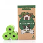100% Ecofriendly 8 Rolls Per Box Cornstarch Compostable Corn Starch Pet Waste Biodegradable Dog Poop Bag