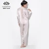 100% Silk Embroider Anglaise Back Cut-Out Lace Trimmed Satin Silk Pyjama Set Nightshirt for Weekend