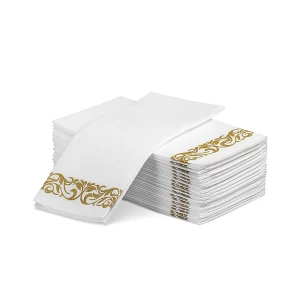 100pcs/Pack Disposable Linen-Feel Guest Hand Towels Durable Decorative Gold Paper Napkins for Home Bathroom Hotel Wedding Party