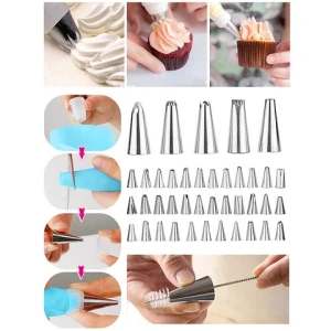 106/135 pcs plastic stainless steel icing piping nozzles tips baking pastry accessories tools supplies cake decoration tools