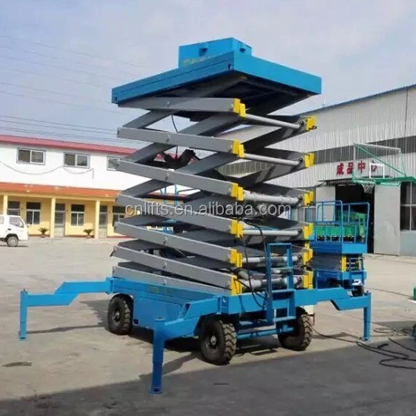 10m movable scissor lift table/hydraulic four wheels mobile scissor lifts