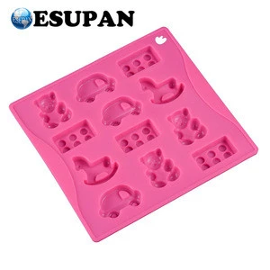 12 Cavity Non Stick Cake Decorating Silicone Toy, Car, Block And Bear Chocolate,Candy Cake Mold For Cake