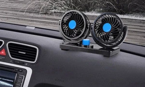 12V Mini Electric Car Fan Low Noise Summer Car Air Conditioner 360 Degree Rotating 2 Gears Adjustable Car Fan Air Cooling Fan